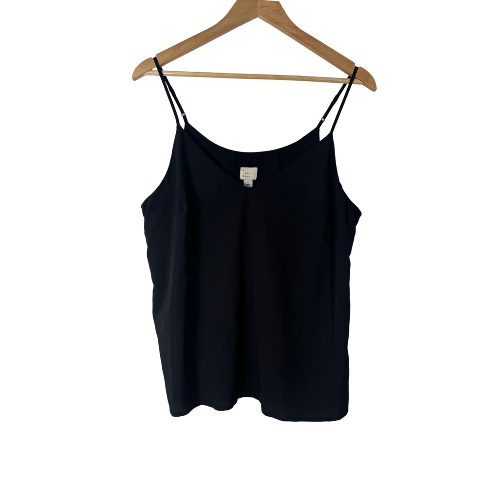 Minimalist A New Day Womens L Camisole Black Adjustable Strap V-Neck Tank Top